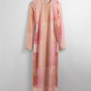 & Other Stories Mesh Midi Dress Long Sleeve NWT